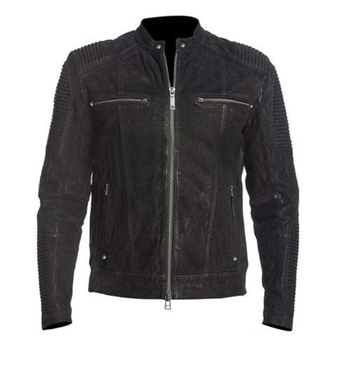 Handmade Cafe Racer Black Retro Motorcycle Distressed Leather Jacket