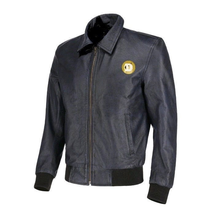 Handmade  Dogecoin Leather Jacket