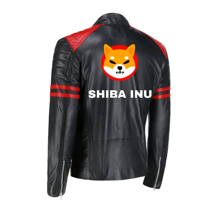 Handmade  Shiba Inu Bomber Leather Jacket Red Stripes