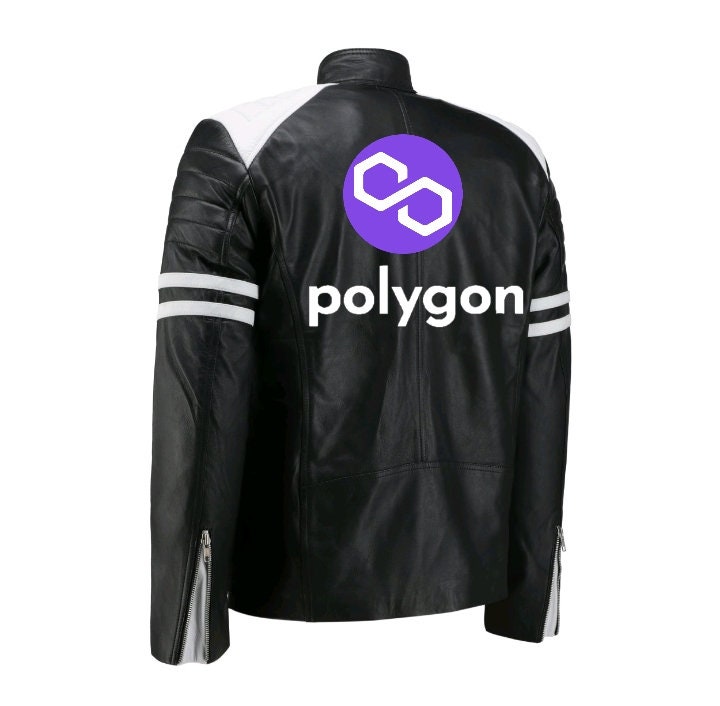 Handmade  Polygon Bomber Leather Jacket White Stripes