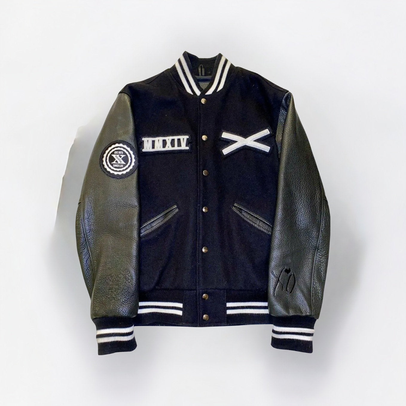 Handmade  Weeknd XO Varsity Jacket Black and White Handmade Cosplay