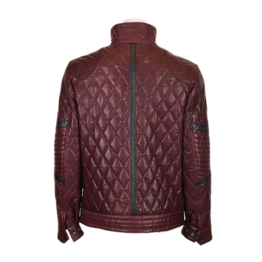 Ox and Bulls Diamond Quilted Brown Leather Jacket