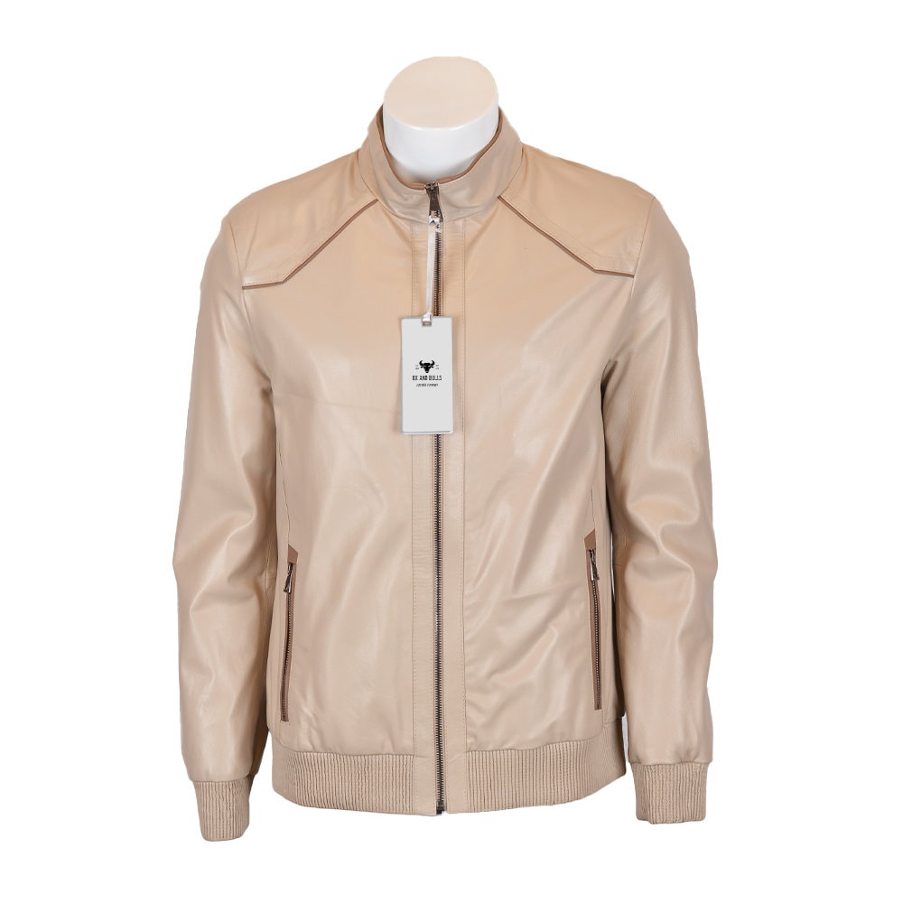 Handmade Plain Off-White Moto Style Leather Jacket