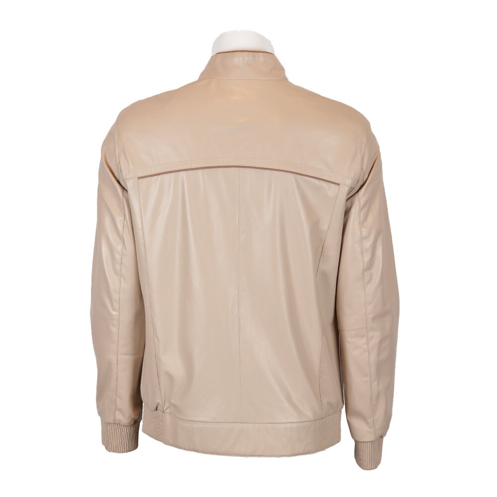 Handmade Plain Off-White Moto Style Leather Jacket