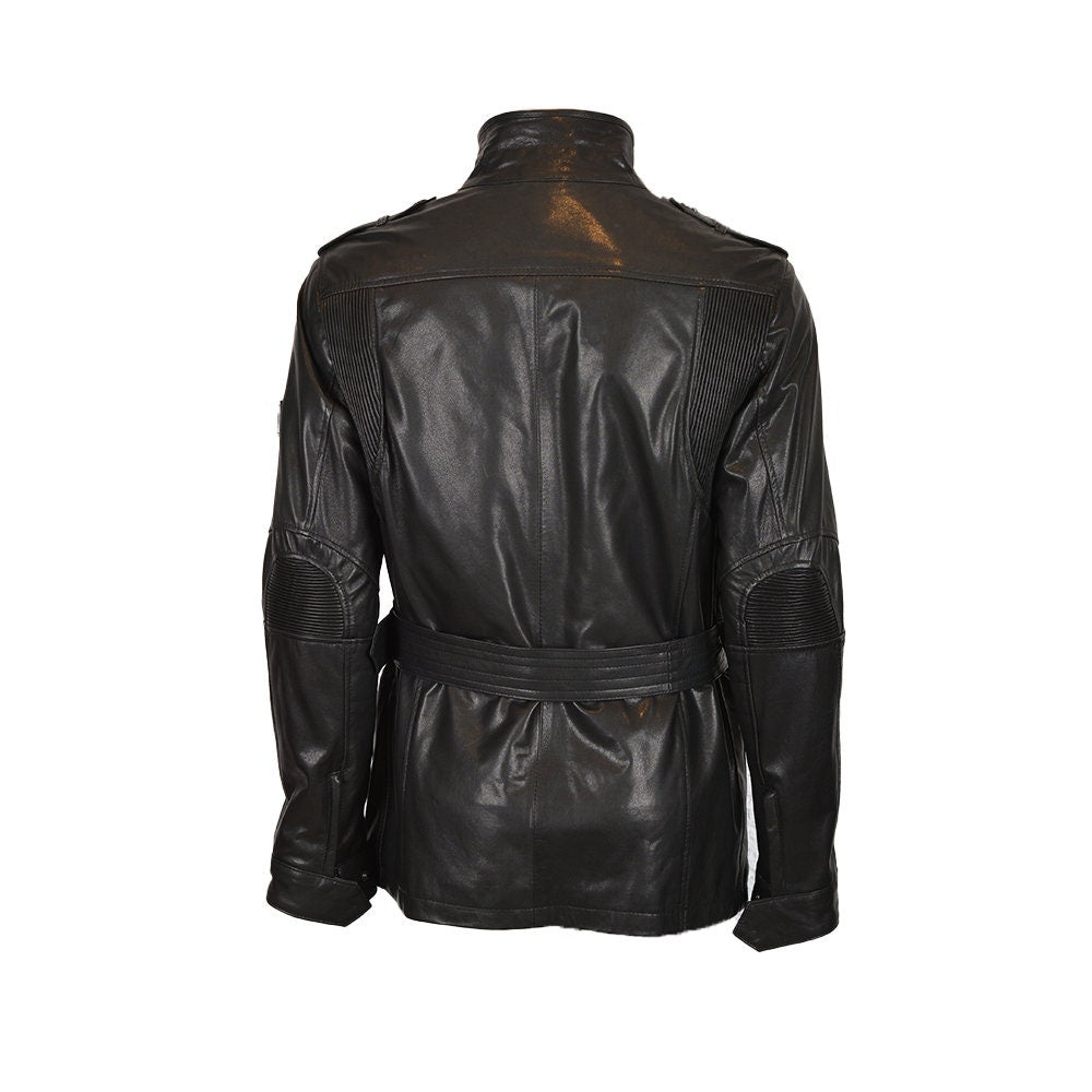 Ox and Bulls Trailmaster Style Black Men Leather Jacket Genuine Sheep Nappa Leather Jacket, Benjamin Jacket, YKK Zip Closer, Motorcycle