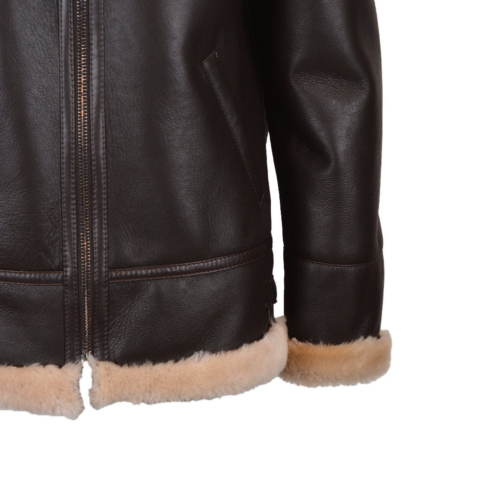 Ox and Bulls Handmade B3 Aviation Synthetic Fur Bomber Jacket Leather Coat