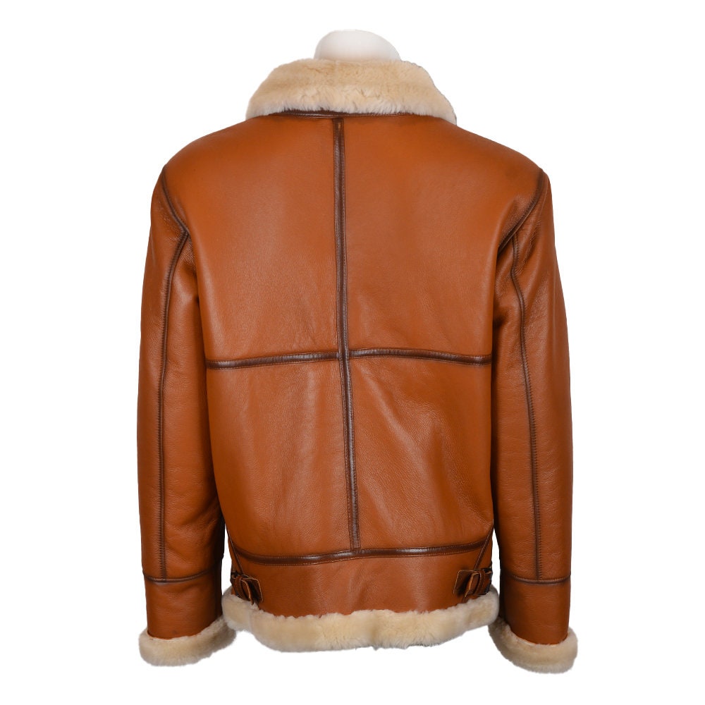 Ox and Bulls Handmade Brown Fur Bomber Jacket Leather Coat