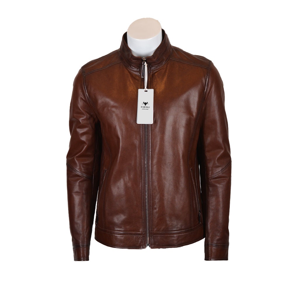 Ox and Bulls Dark Brown Classic Biker Leather Jacket