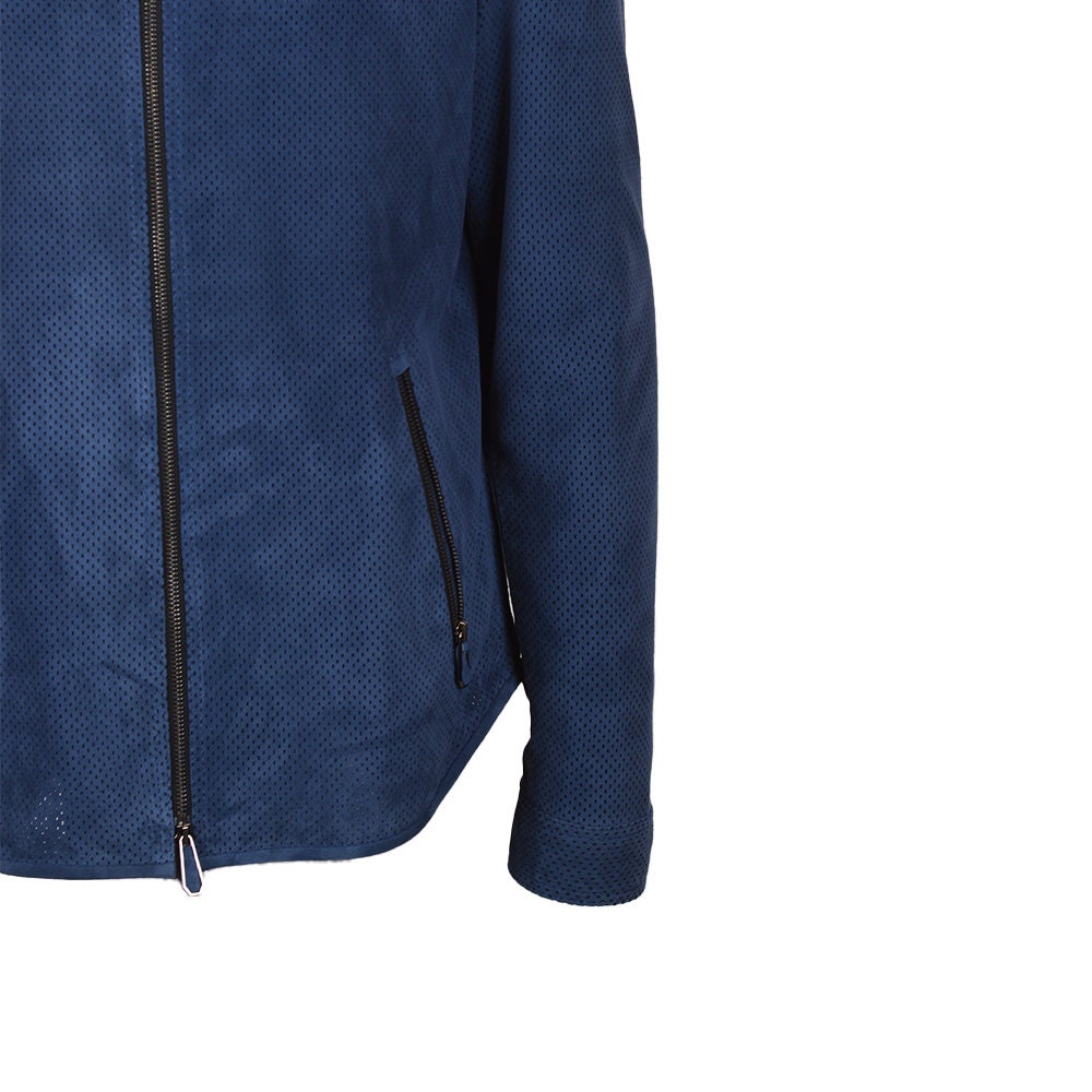 Ox and Bulls Blue Netted Mesh Suede Jacket