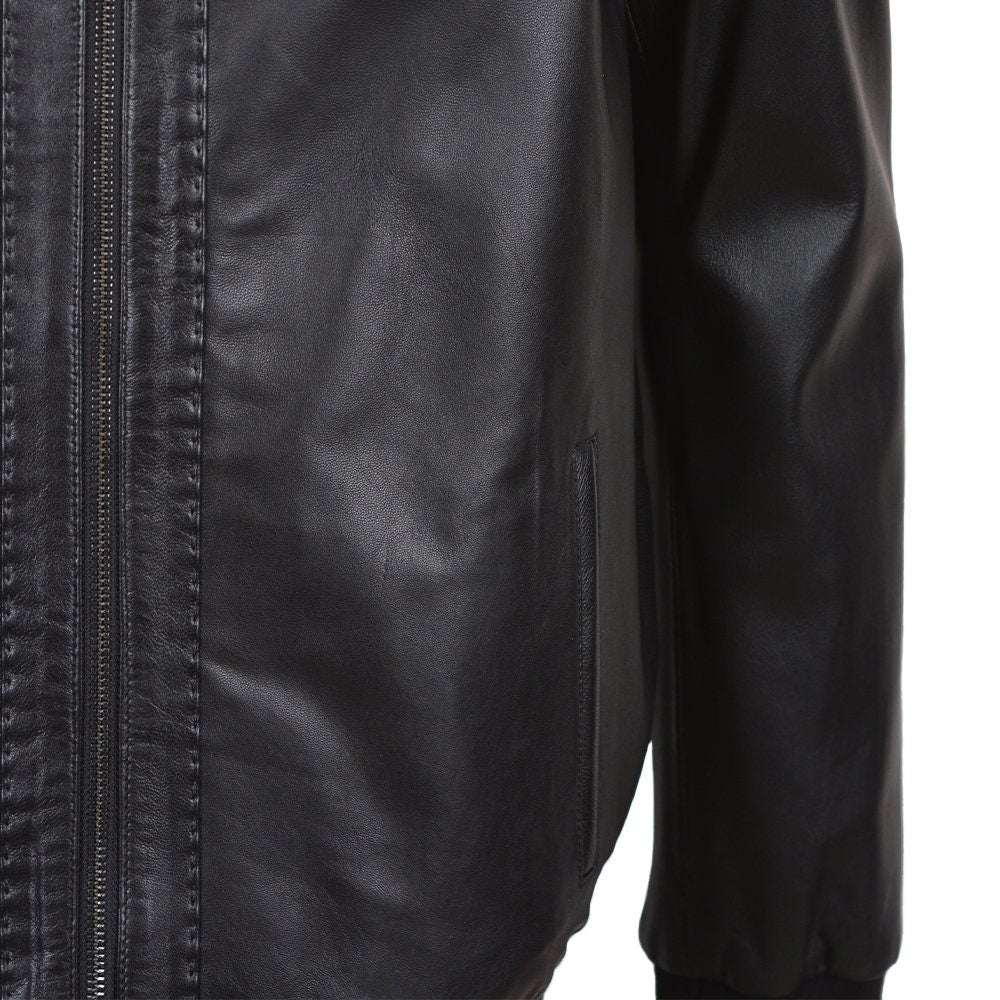 Ox and Bulls Black Classic Biker Leather Jacket Genuine Leather.