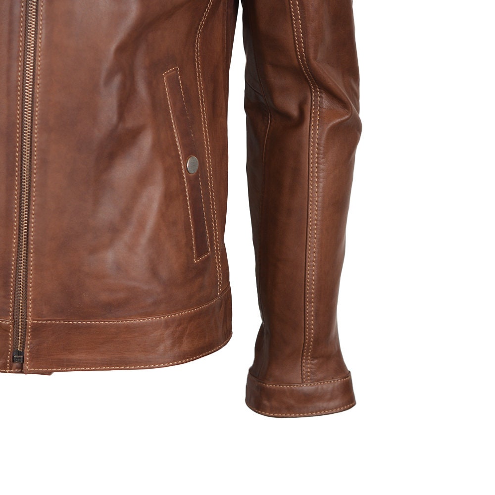 Ox and Bulls Handmade Brown Cafe Racer Biker Jacket