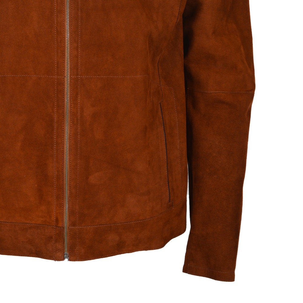 Handmade  Brown Suede Cafe Racer Jacket