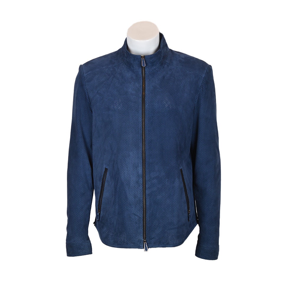 Ox and Bulls Blue Netted Mesh Suede Jacket