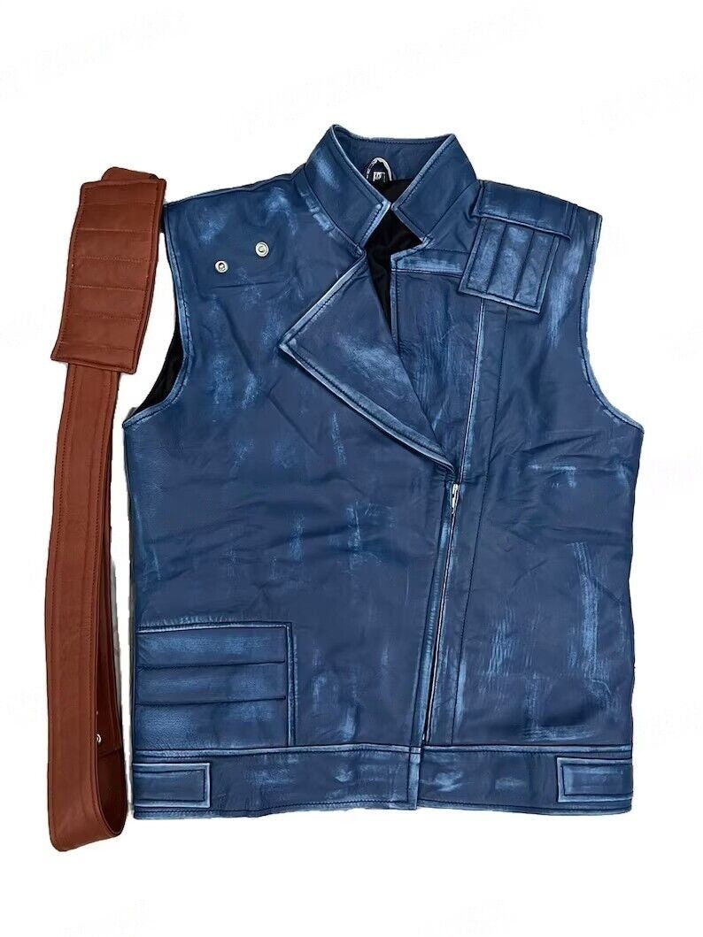 Jedi Survivor Distressed Leather Vest Jacket Cosplay Costume