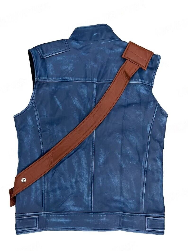 Jedi Survivor Distressed Leather Vest Jacket Cosplay Costume