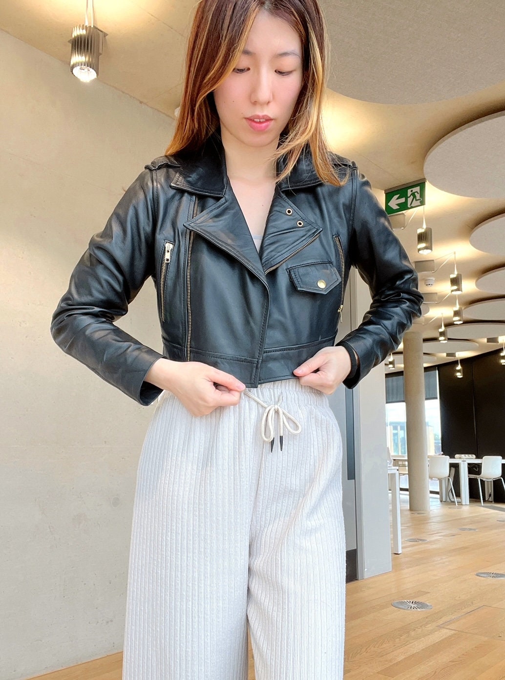 Handmade Cropped Safety-Pin Biker Jacket