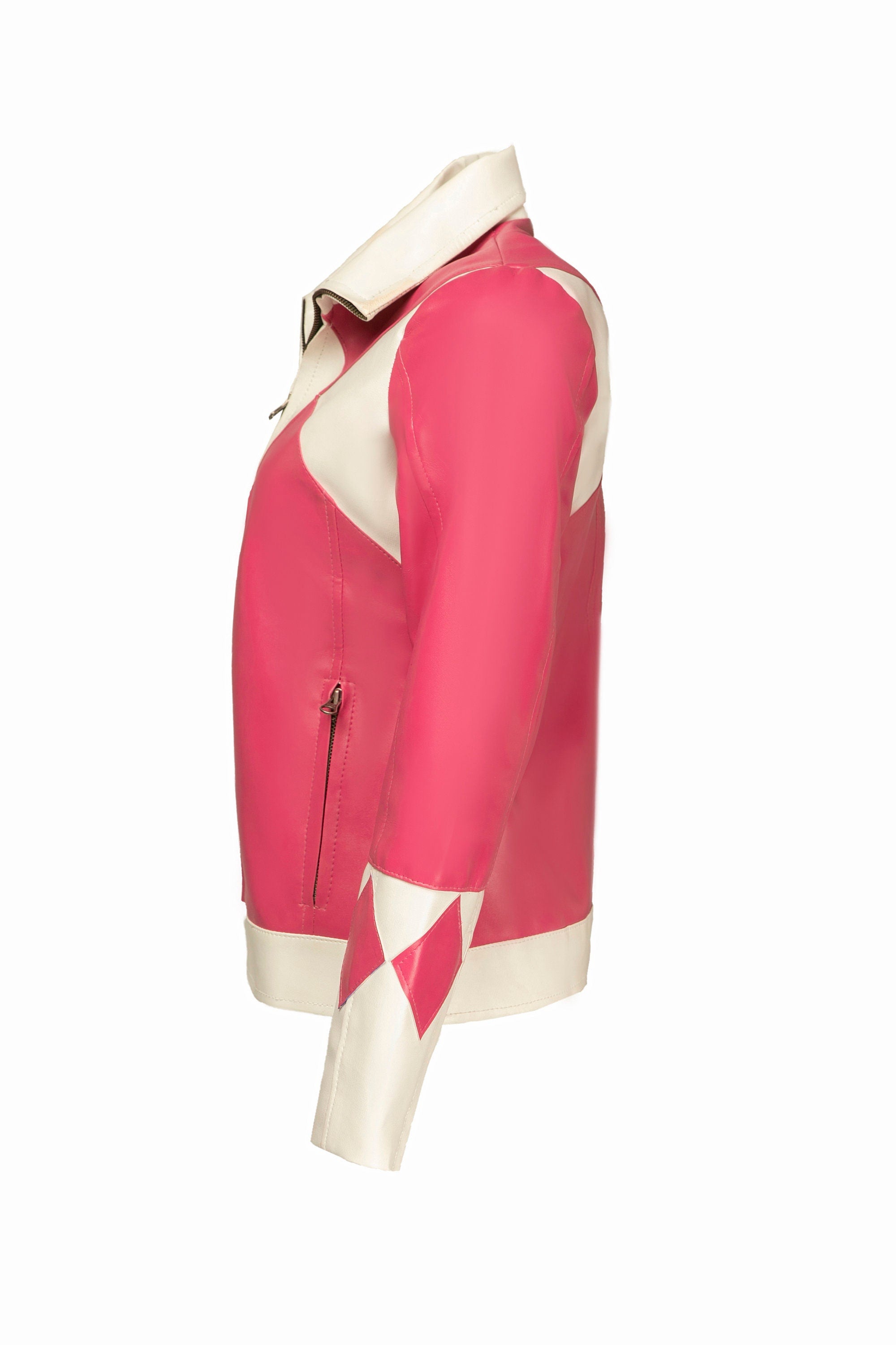 Pink Ranger Themed Leather Jacket Handcrafted by Ox and Bulls