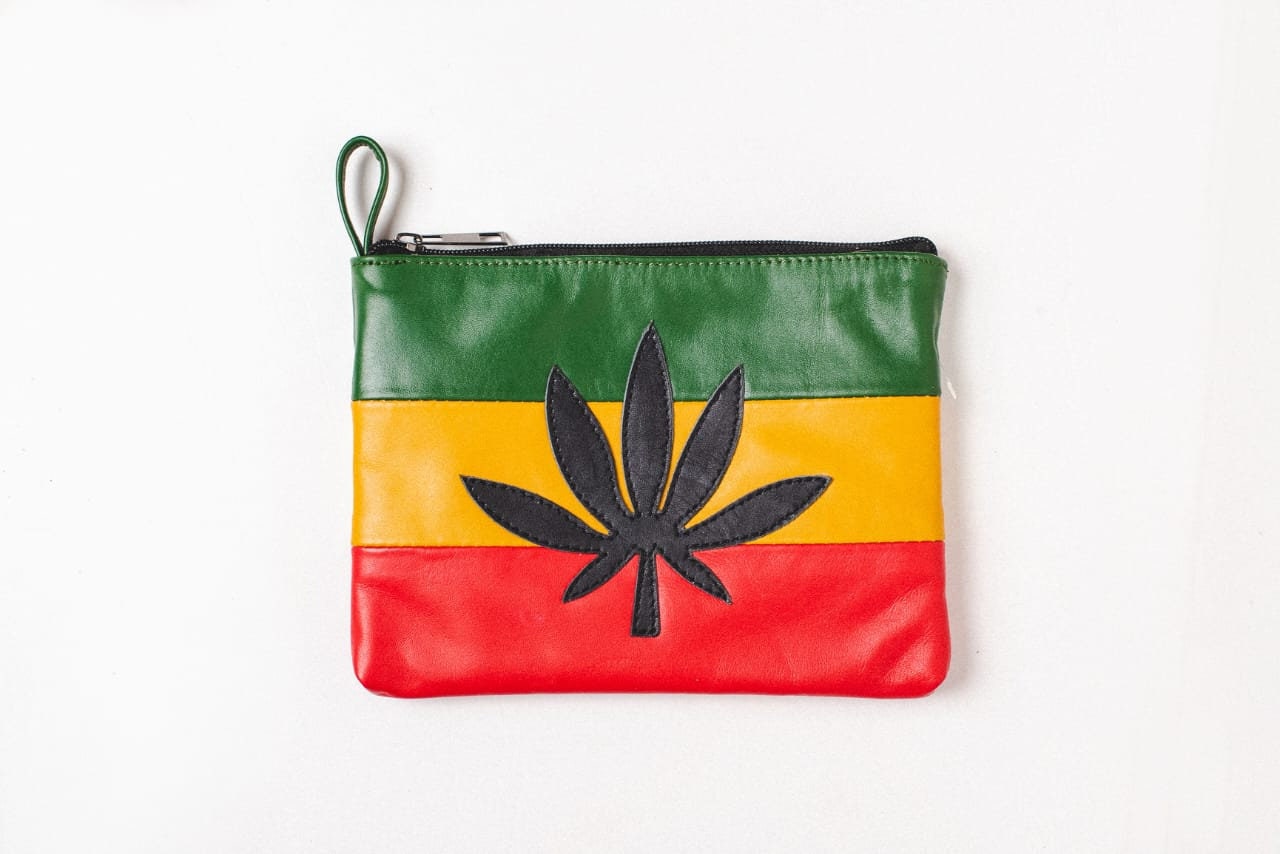 Rastah Color Themed Leather Bag with Medical Herb 420 Leaf Symbol| Perfect Gift for Stoner Friends!