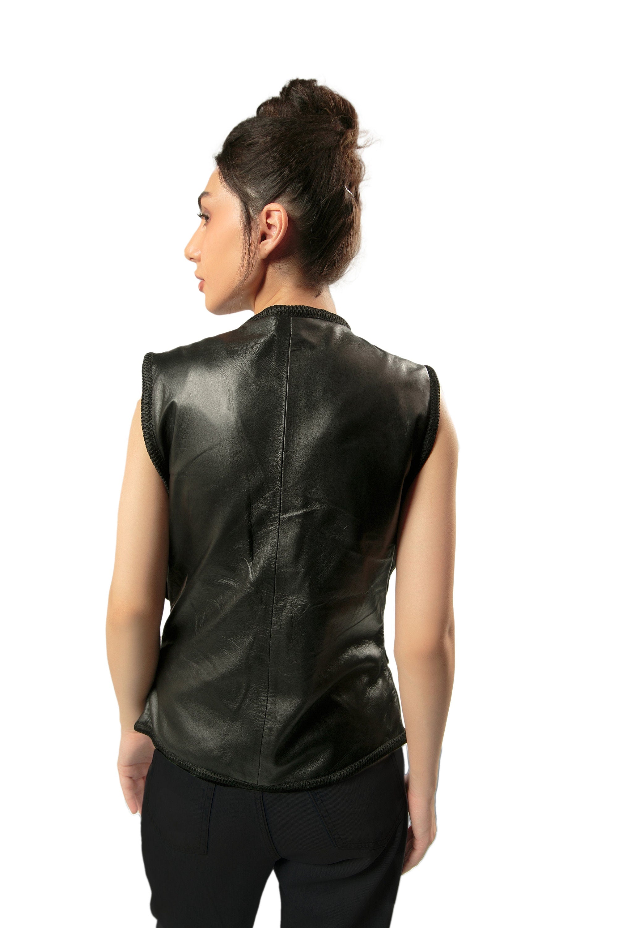 Handmade  Military Vest Handmade Cosplay Leather Vest for Women