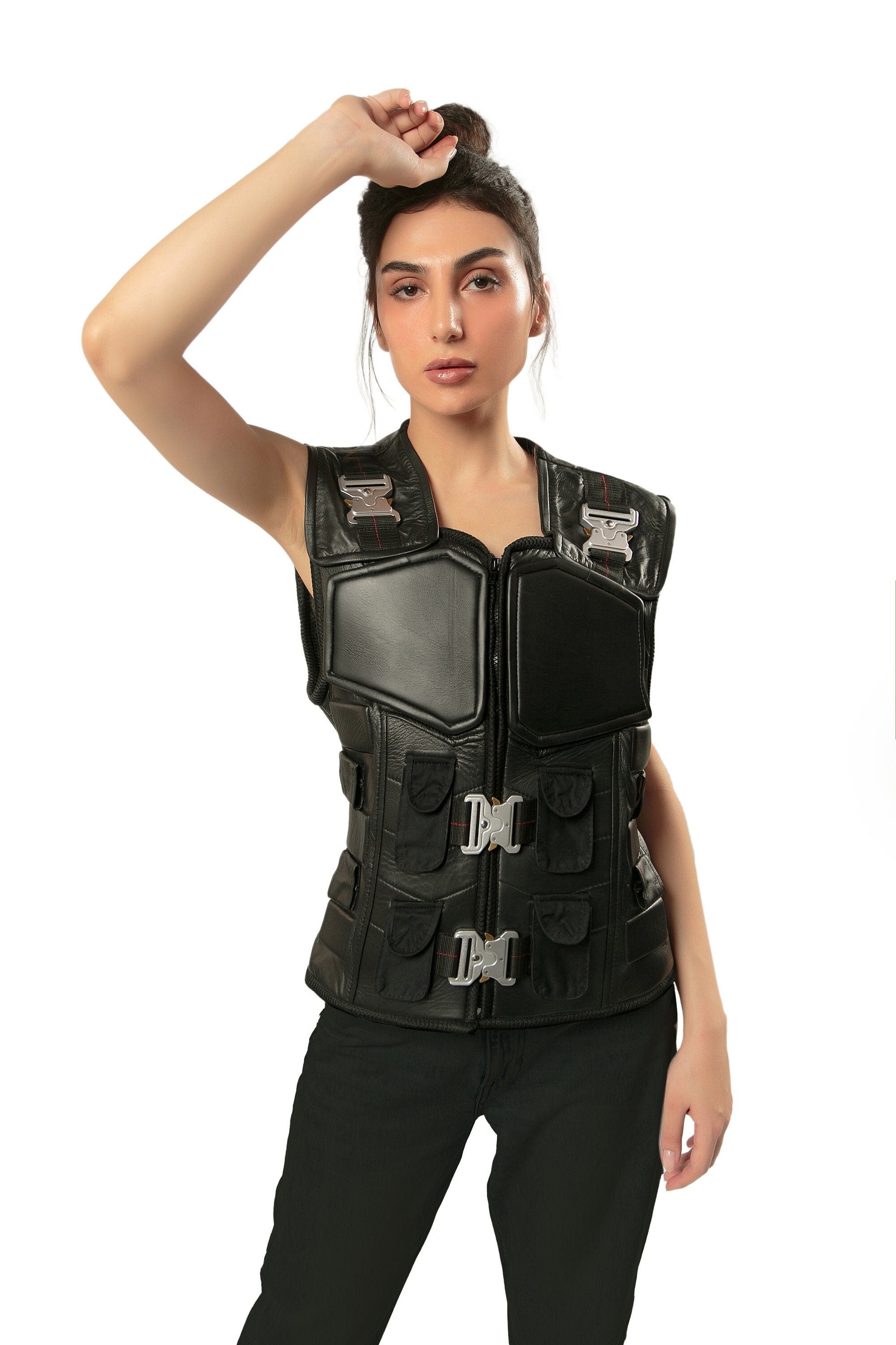 Handmade  Military Vest Handmade Cosplay Leather Vest for Women