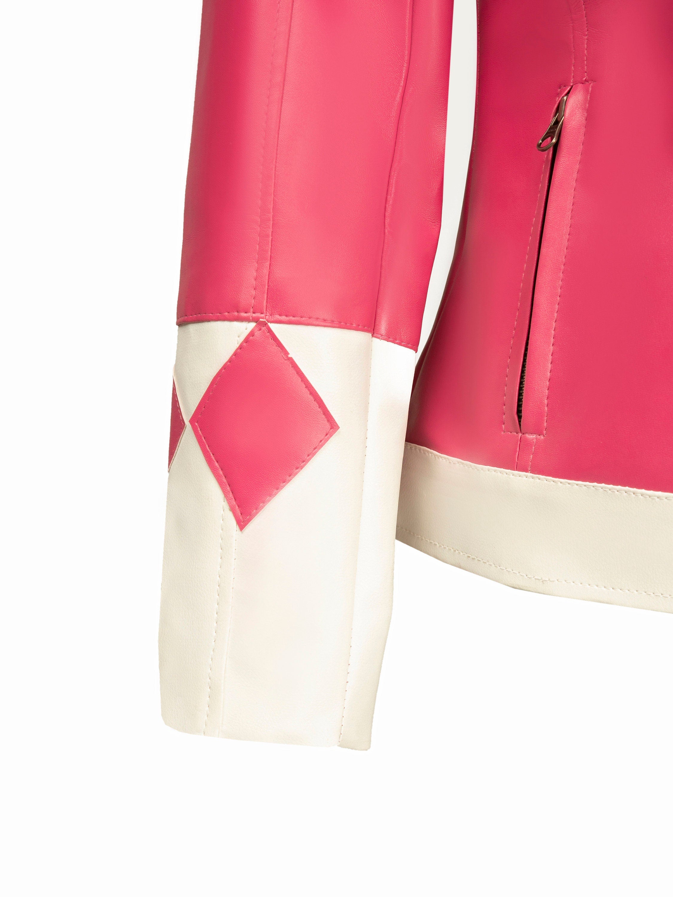 Pink Ranger Themed Leather Jacket Handcrafted by Ox and Bulls
