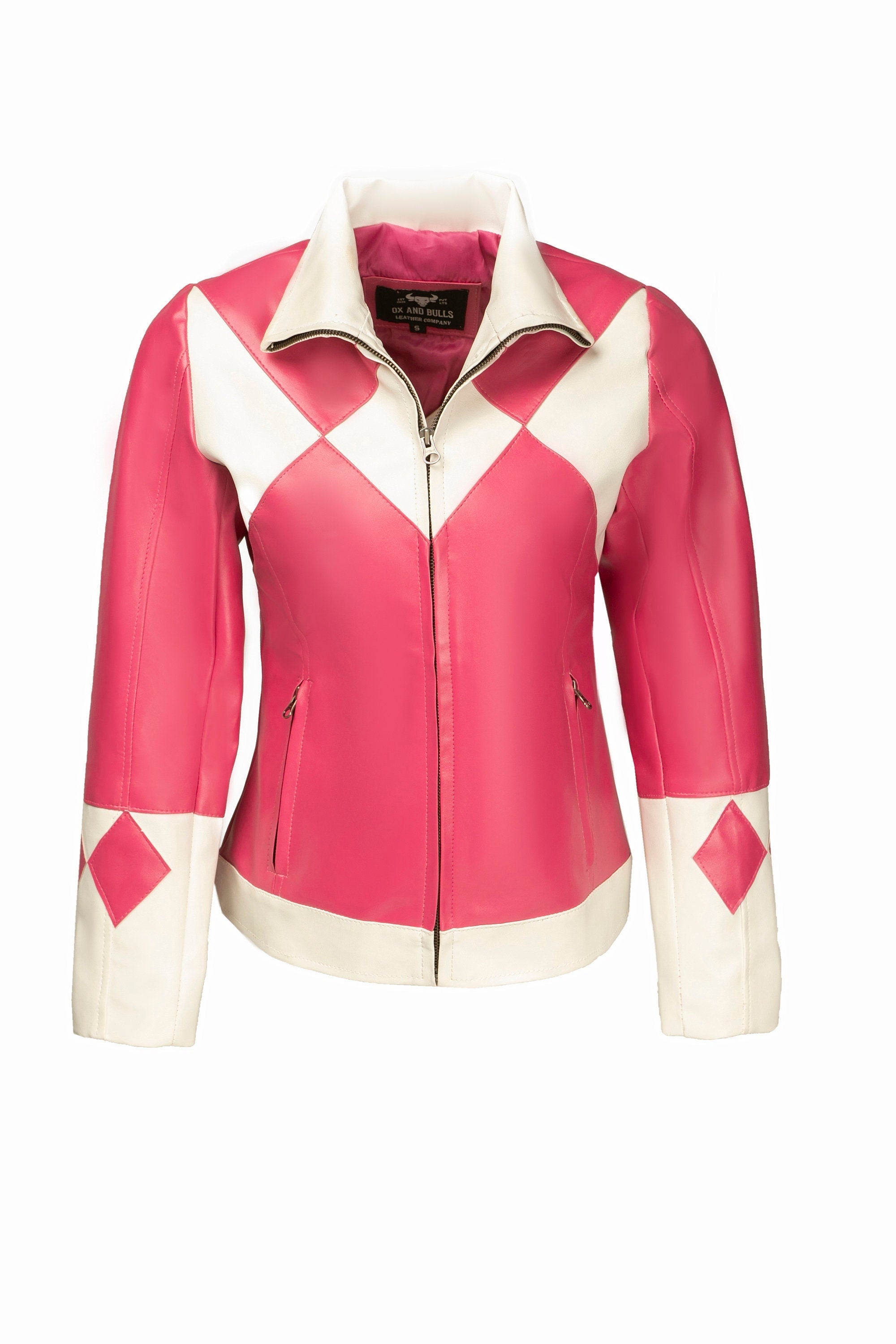 Pink Ranger Themed Leather Jacket Handcrafted by Ox and Bulls