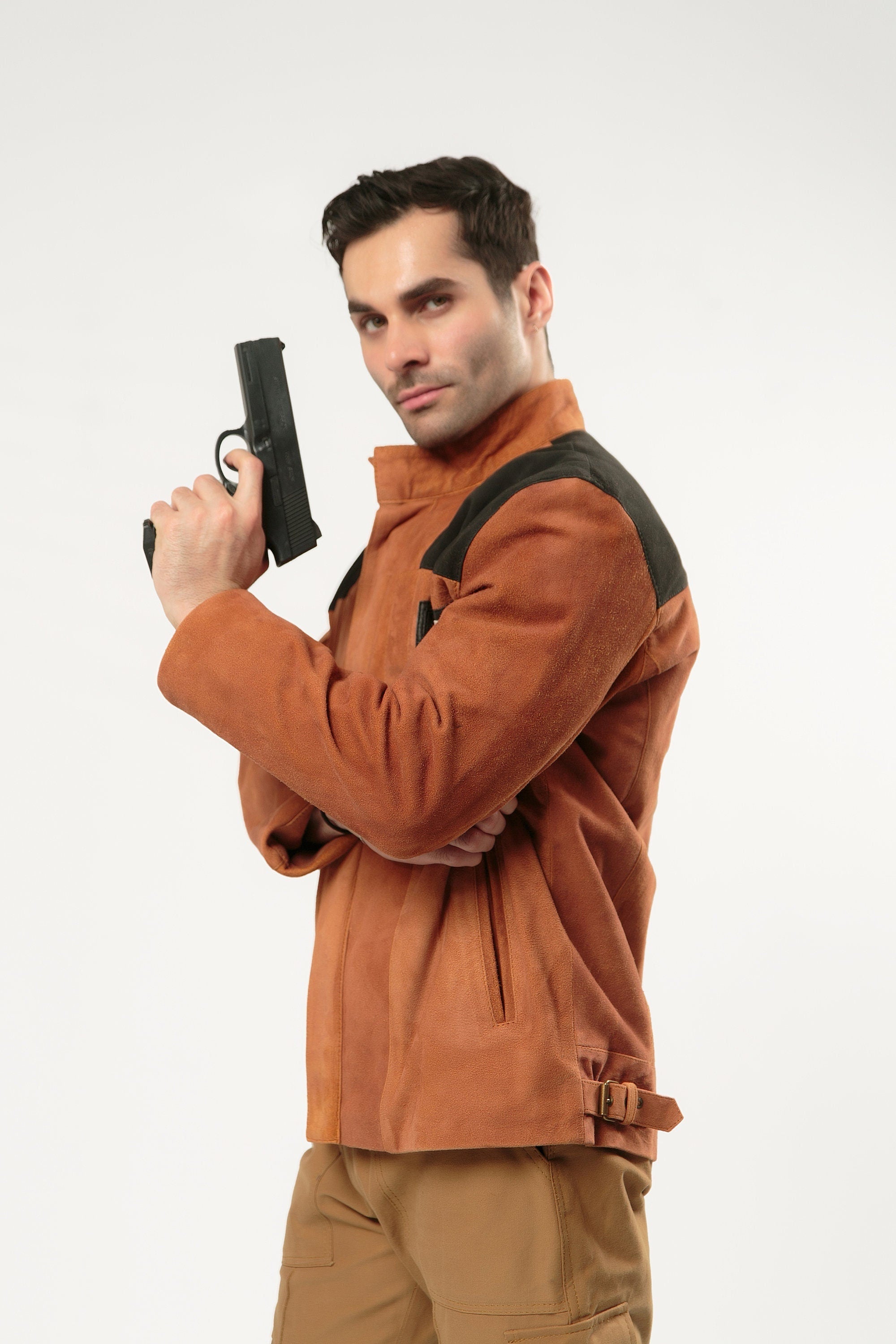 Handmade Han Solo Suede Brown Jacket handmade Cosplay Costume