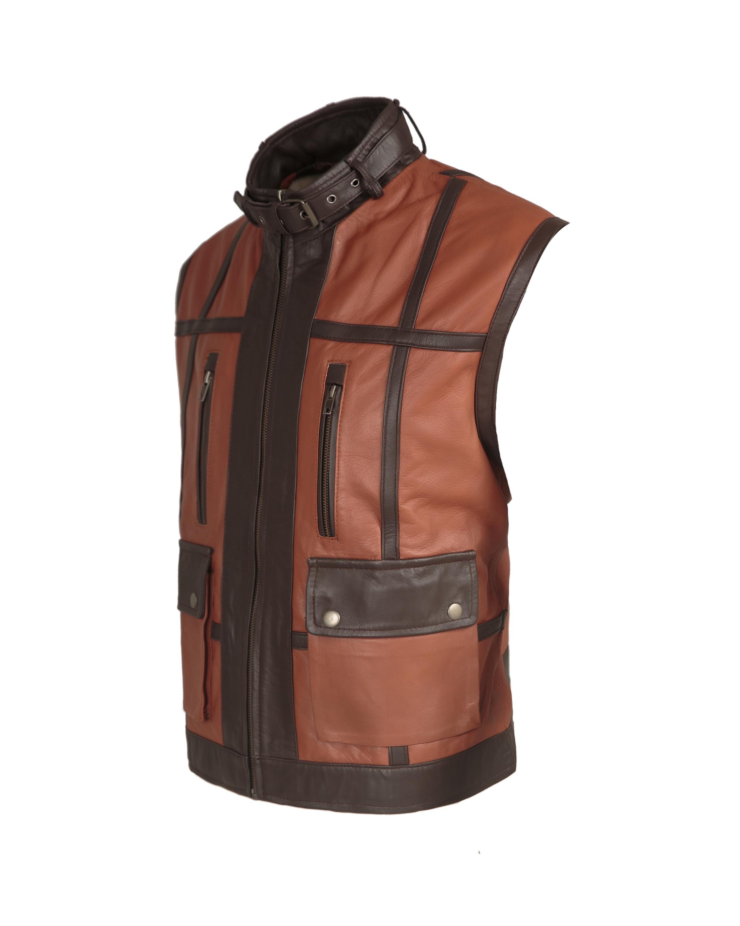 Brown Hunter's Collection Leather Vest Handcrafted by Ox and Bulls Leather