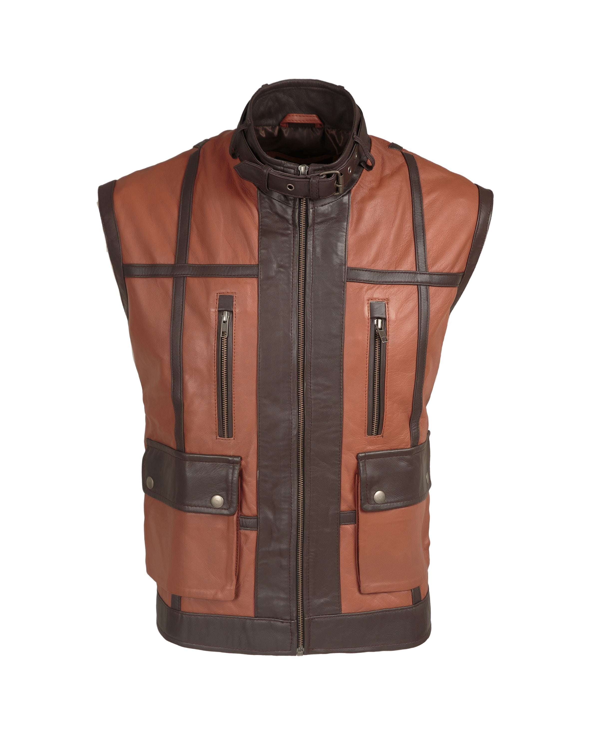 Brown Hunter's Collection Leather Vest Handcrafted by Ox and Bulls Leather