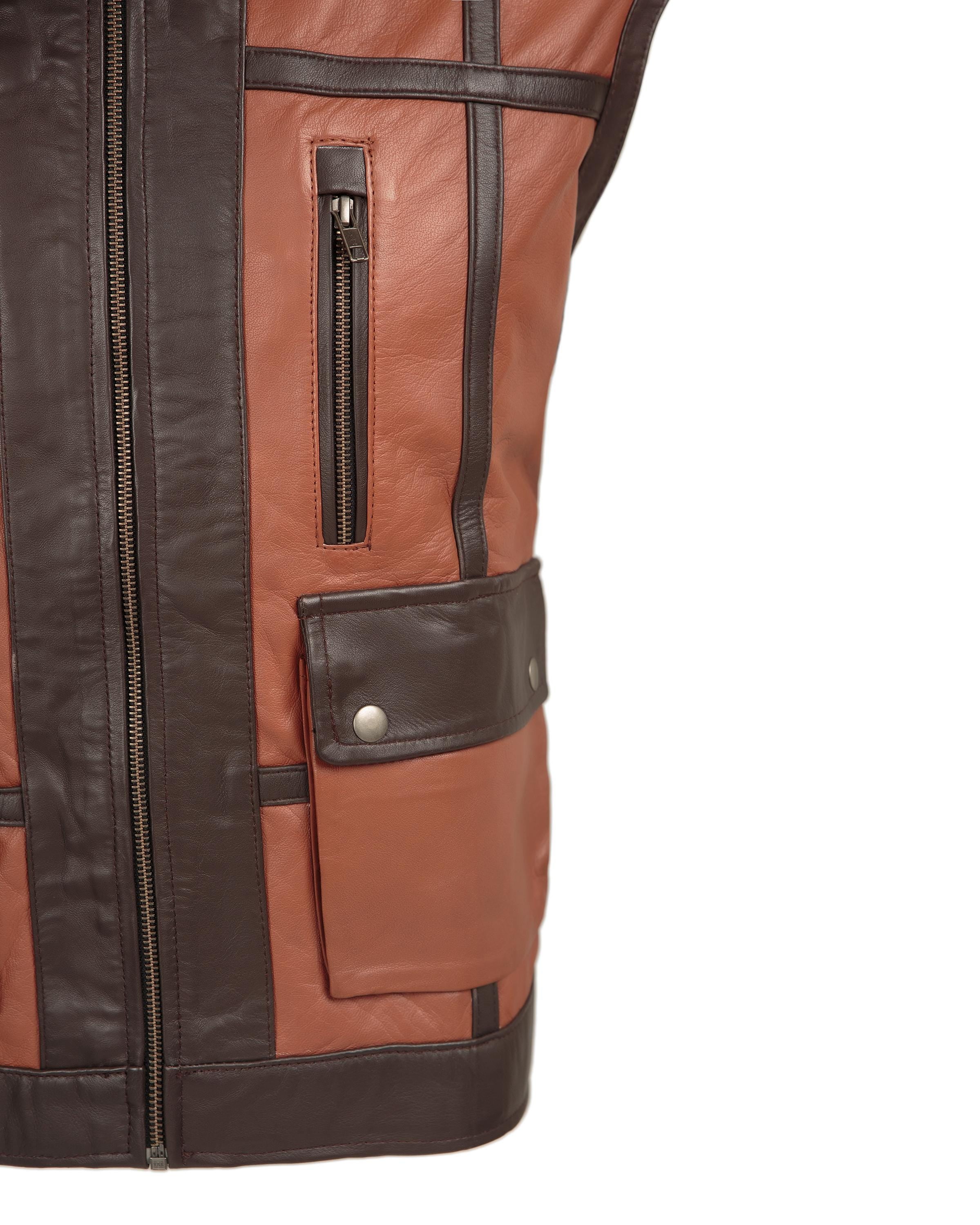 Brown Hunter's Collection Leather Vest Handcrafted by Ox and Bulls Leather