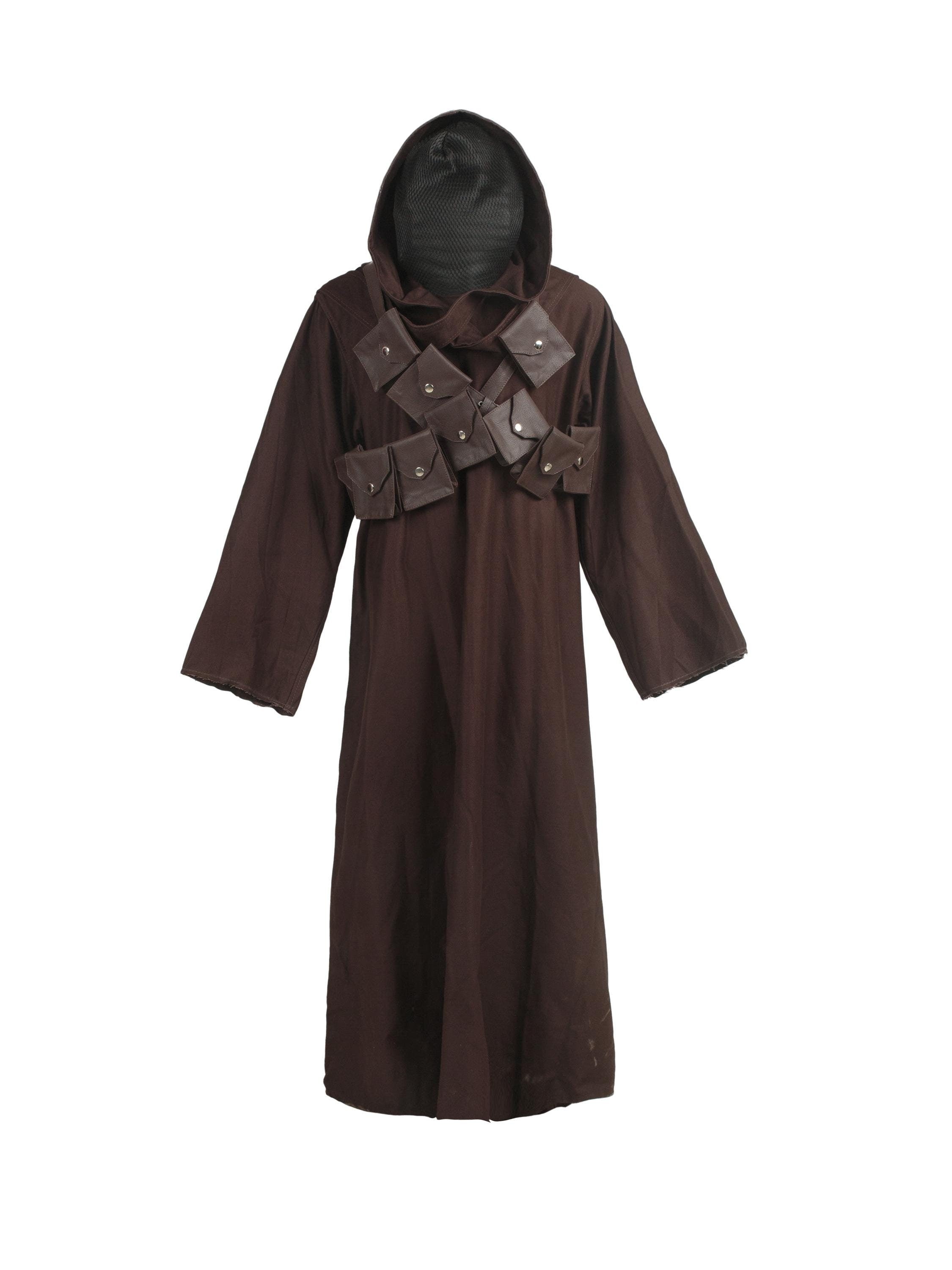 Handcrafted Desert Nomad Cloak with Leather Straps | Hooded Warrior Costume