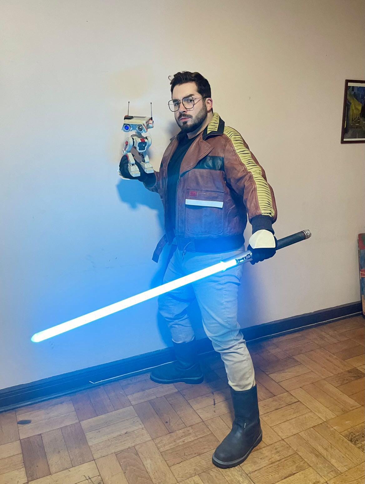 Jedi Survivor Cal Kestis Cosplay Jacket Inspired by Falls to the Dark Side – Handcrafted Green & Blue Ox and Bulls Coat
