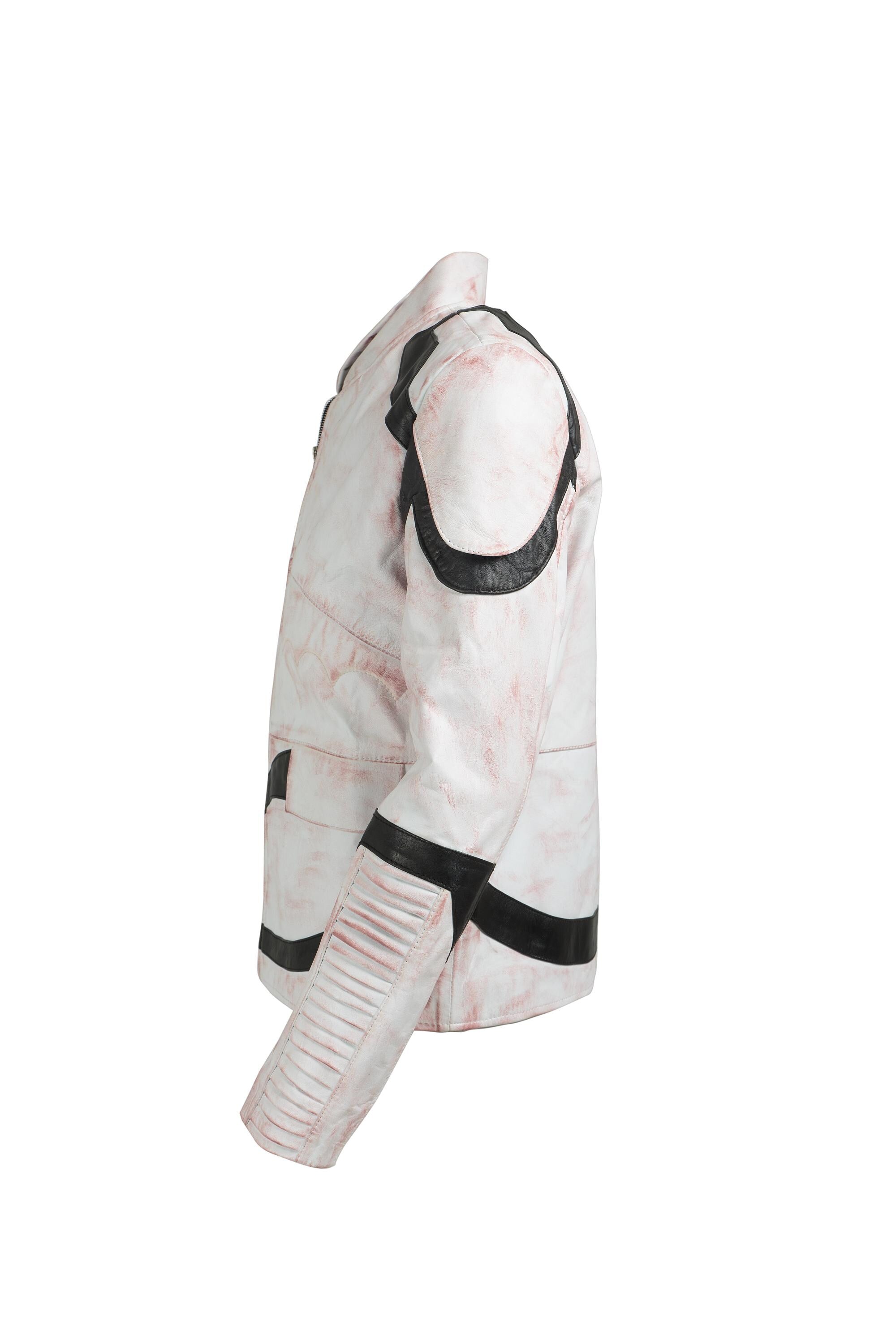 White Leather Sci-Fi Cosplay Jacket | Military Armor Inspired, Handcrafted Ox and Bulls