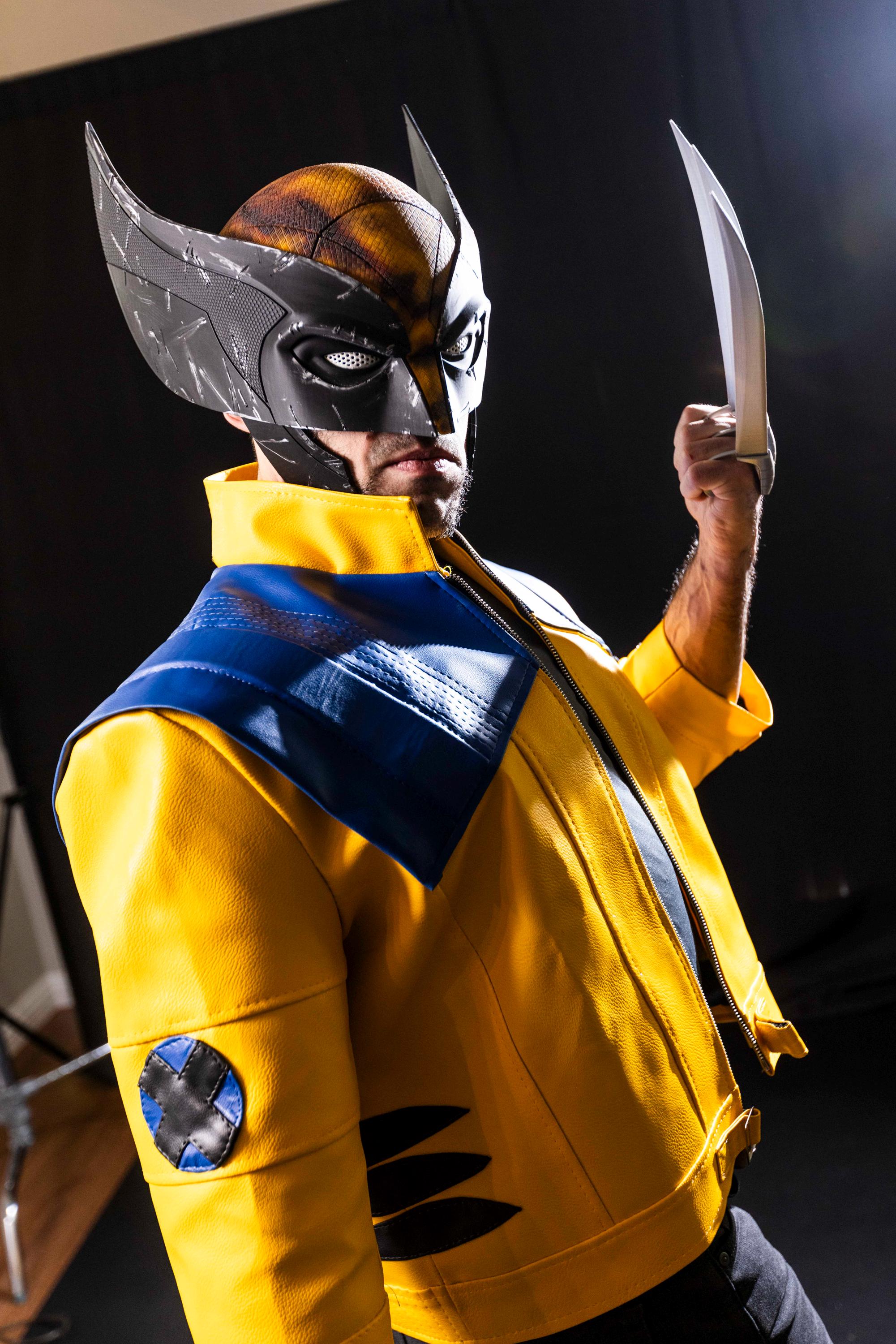 Rivals Wolverine Leather Jacket: Yellow & Blue, Cosplay Style