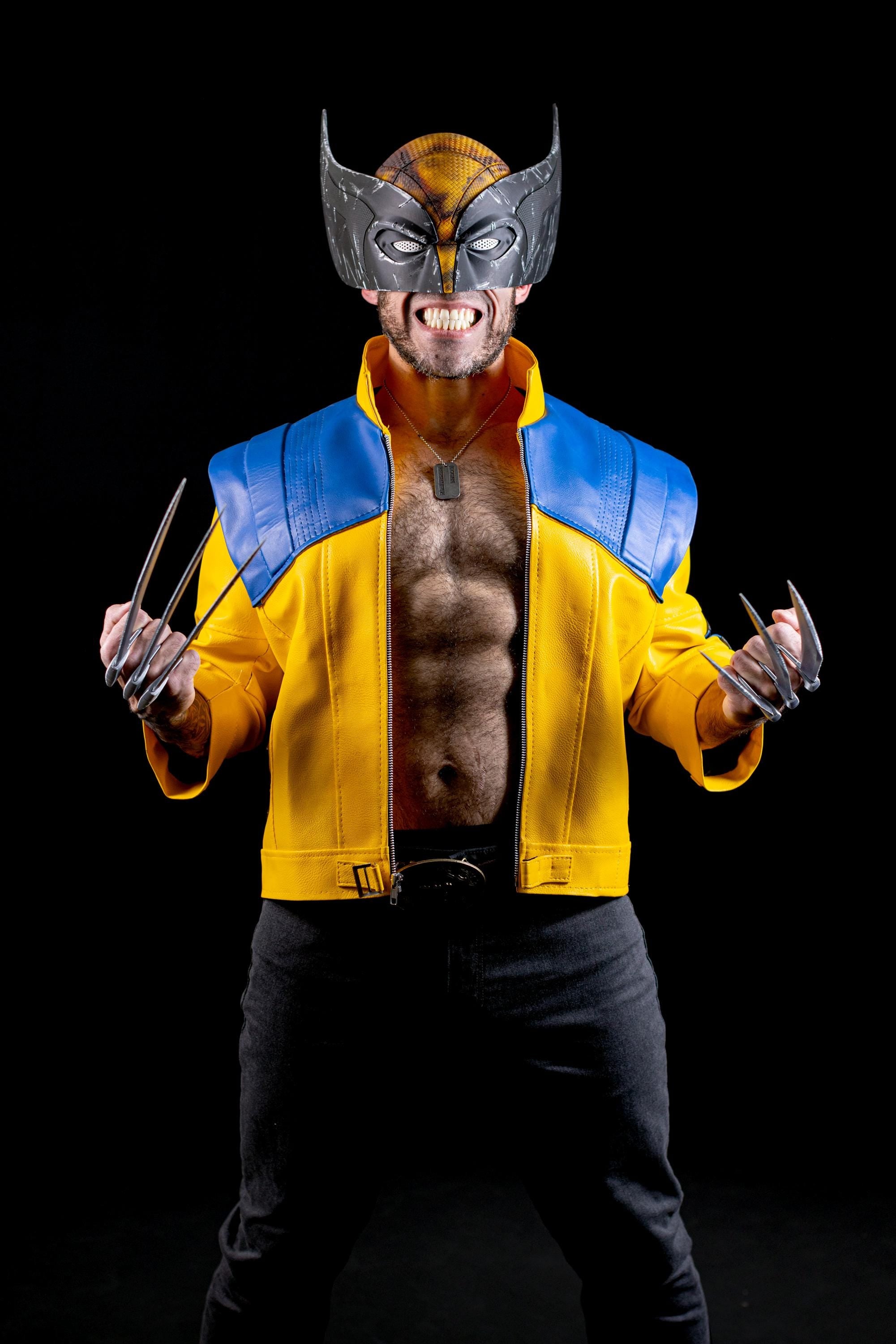Rivals Wolverine Leather Jacket: Yellow & Blue, Cosplay Style