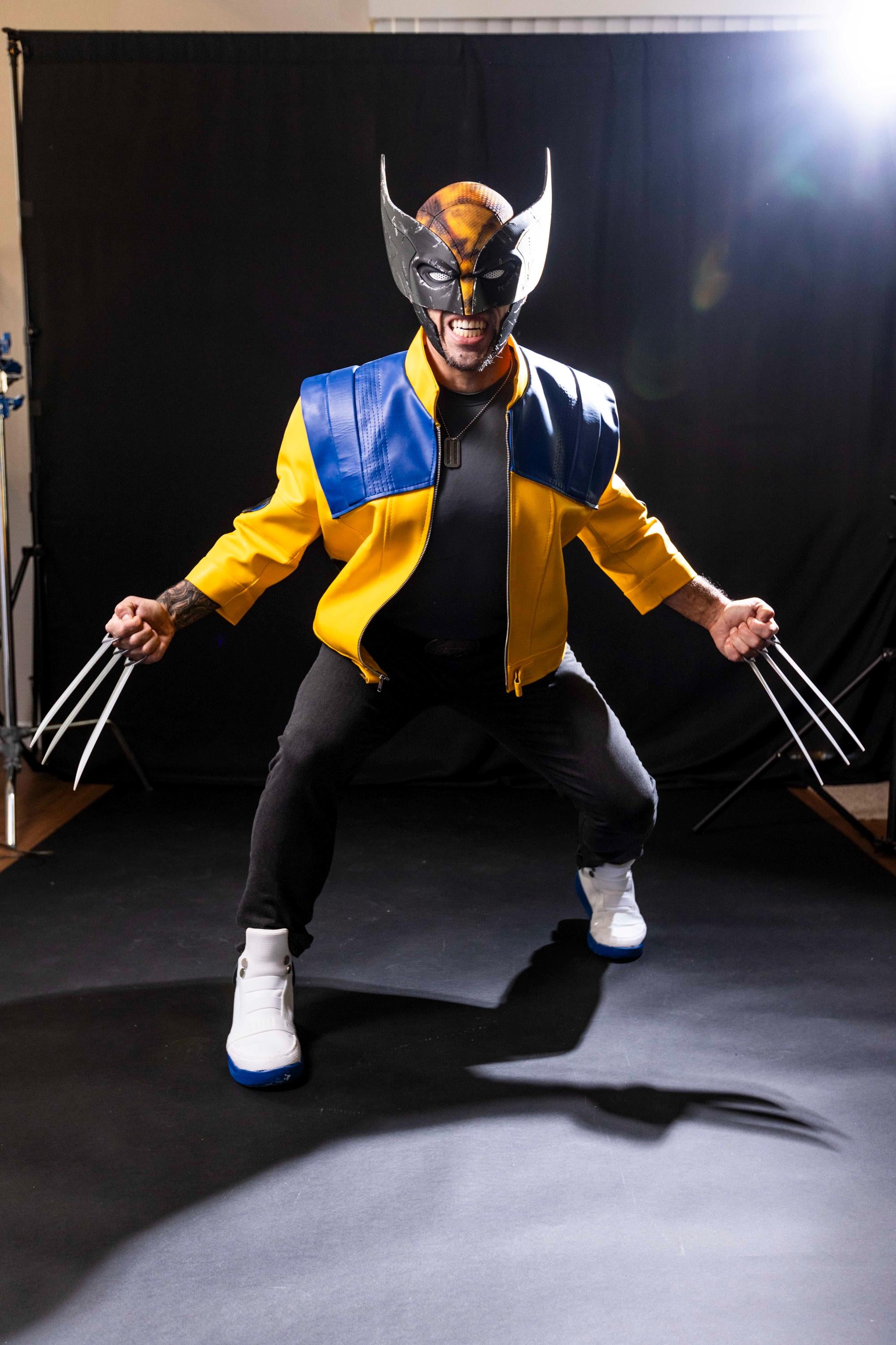 Rivals Wolverine Leather Jacket: Yellow & Blue, Cosplay Style