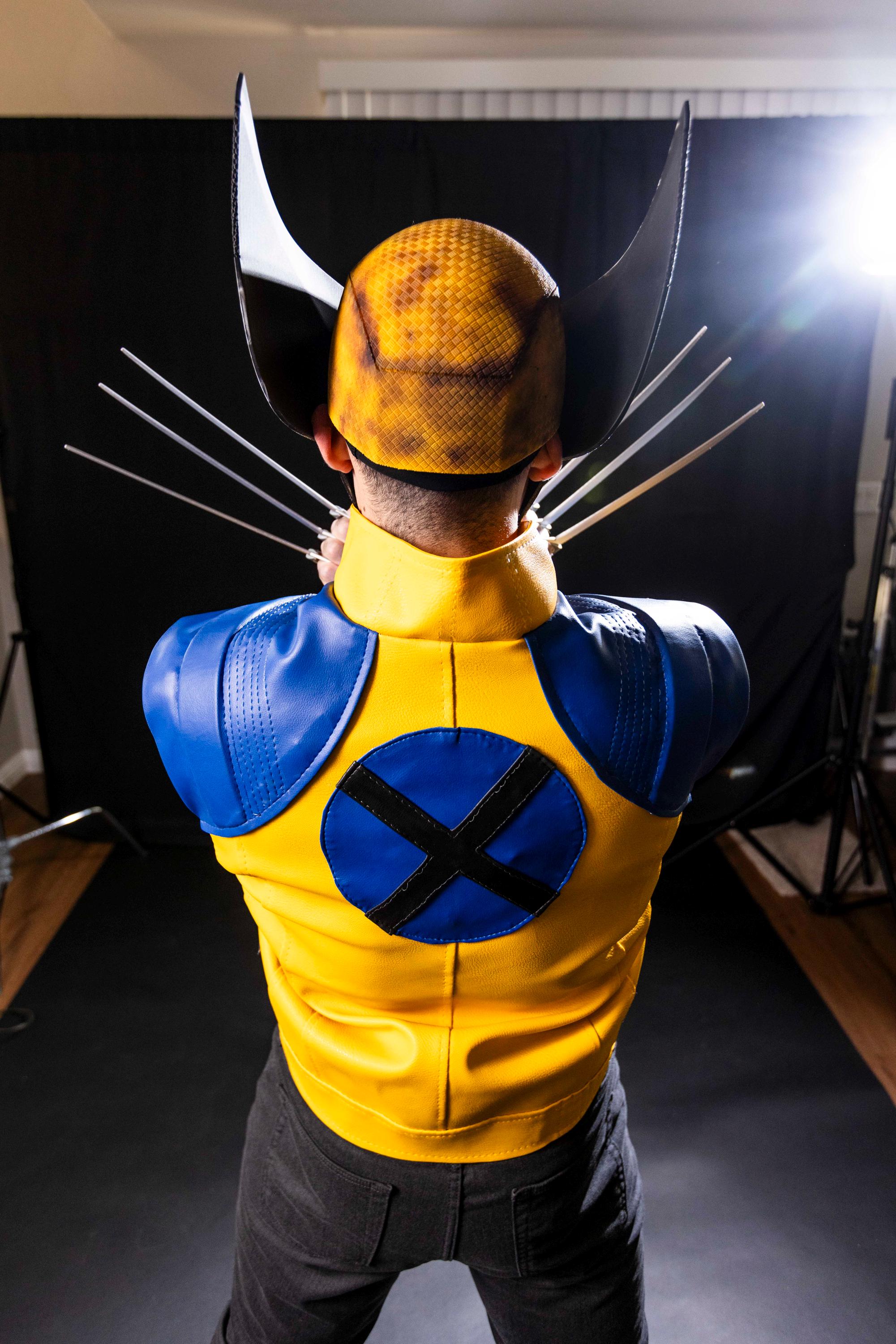 Rivals Wolverine Leather Jacket: Yellow & Blue, Cosplay Style