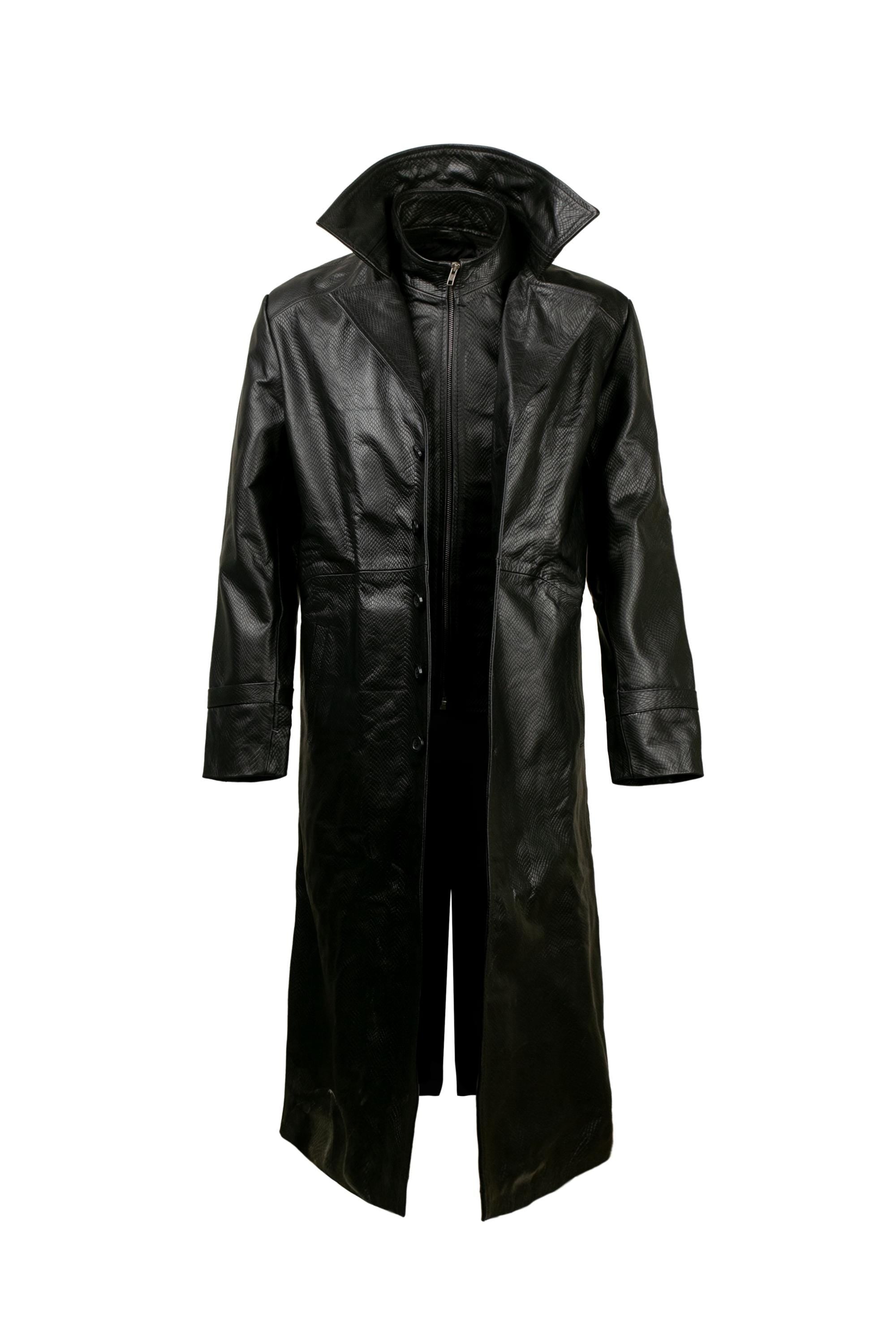 Neo Inspired Black Leather Trench Coat - Matrix Cosplay Costume