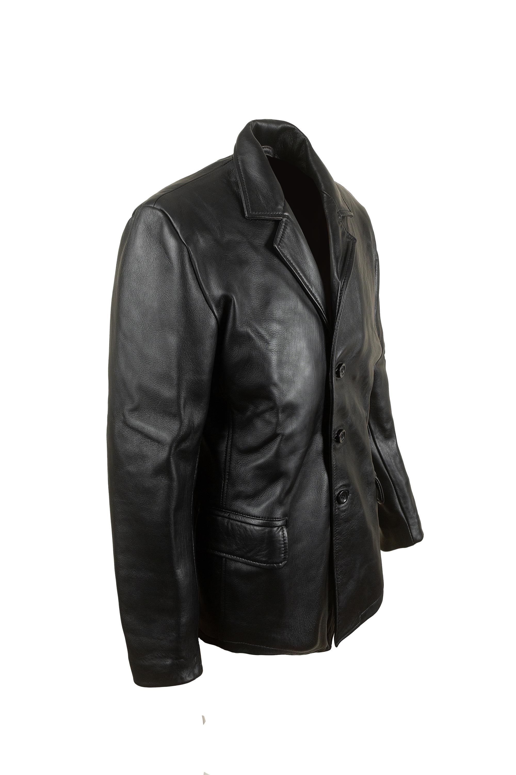 Handmade Black Genuine Leather Blazer | Men's Sport Coat