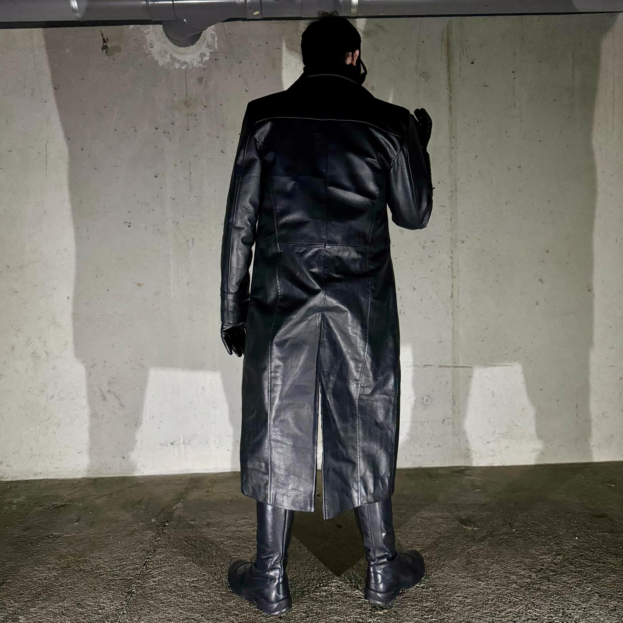 Neo Inspired Black Leather Trench Coat - Matrix Cosplay Costume