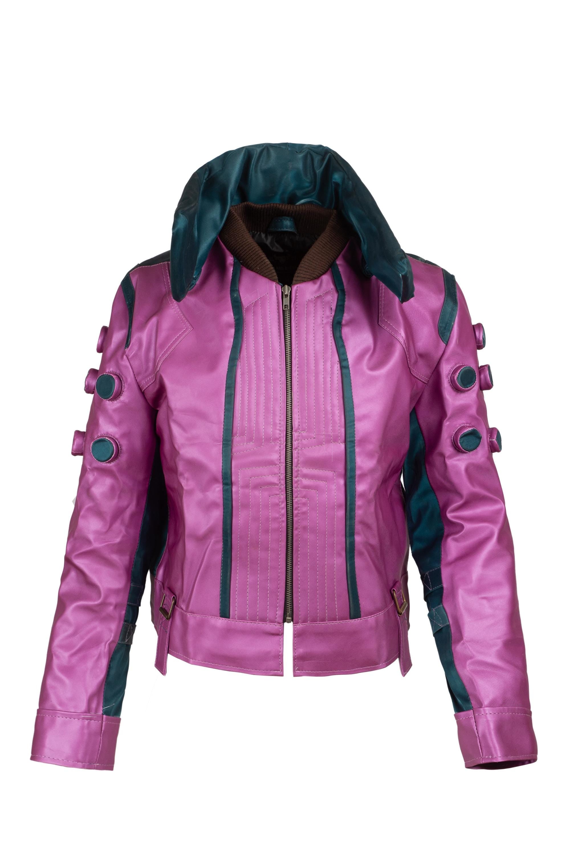 Futuristic Pink and Teal Leather Jacket – Cyberpunk Inspired Statement Piece by Ox & Bulls