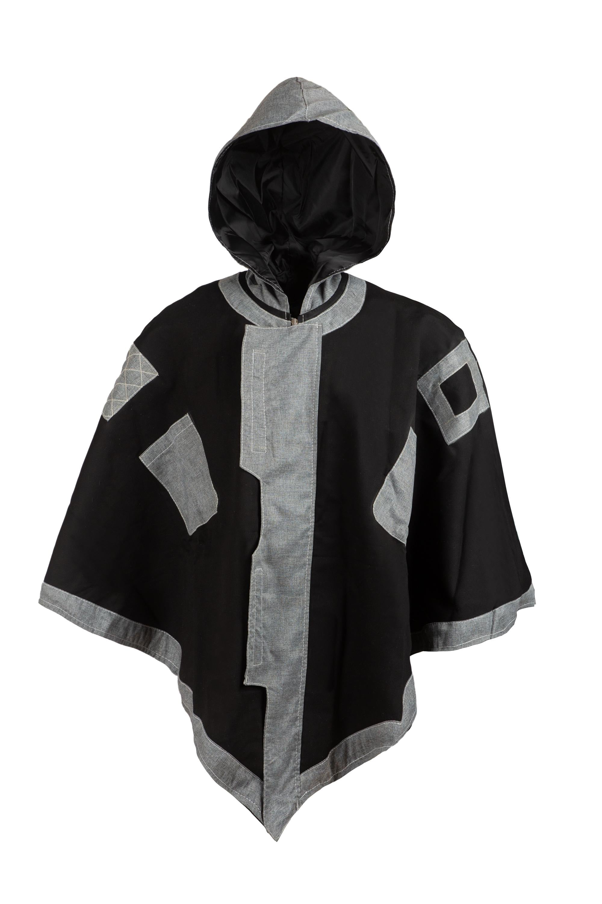Black Survivor Space Knight Hooded Cloak, Sci-Fi Cosplay Poncho