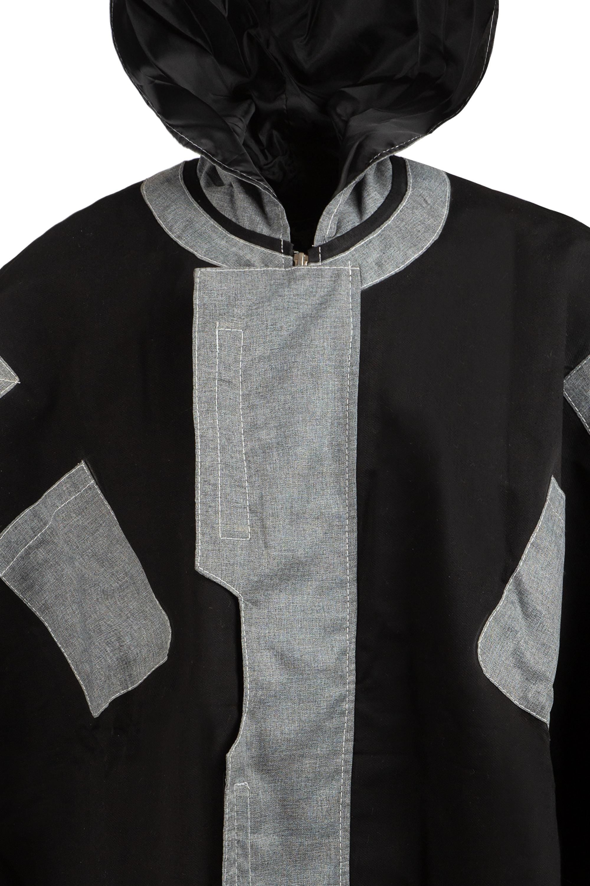 Black Survivor Space Knight Hooded Cloak, Sci-Fi Cosplay Poncho