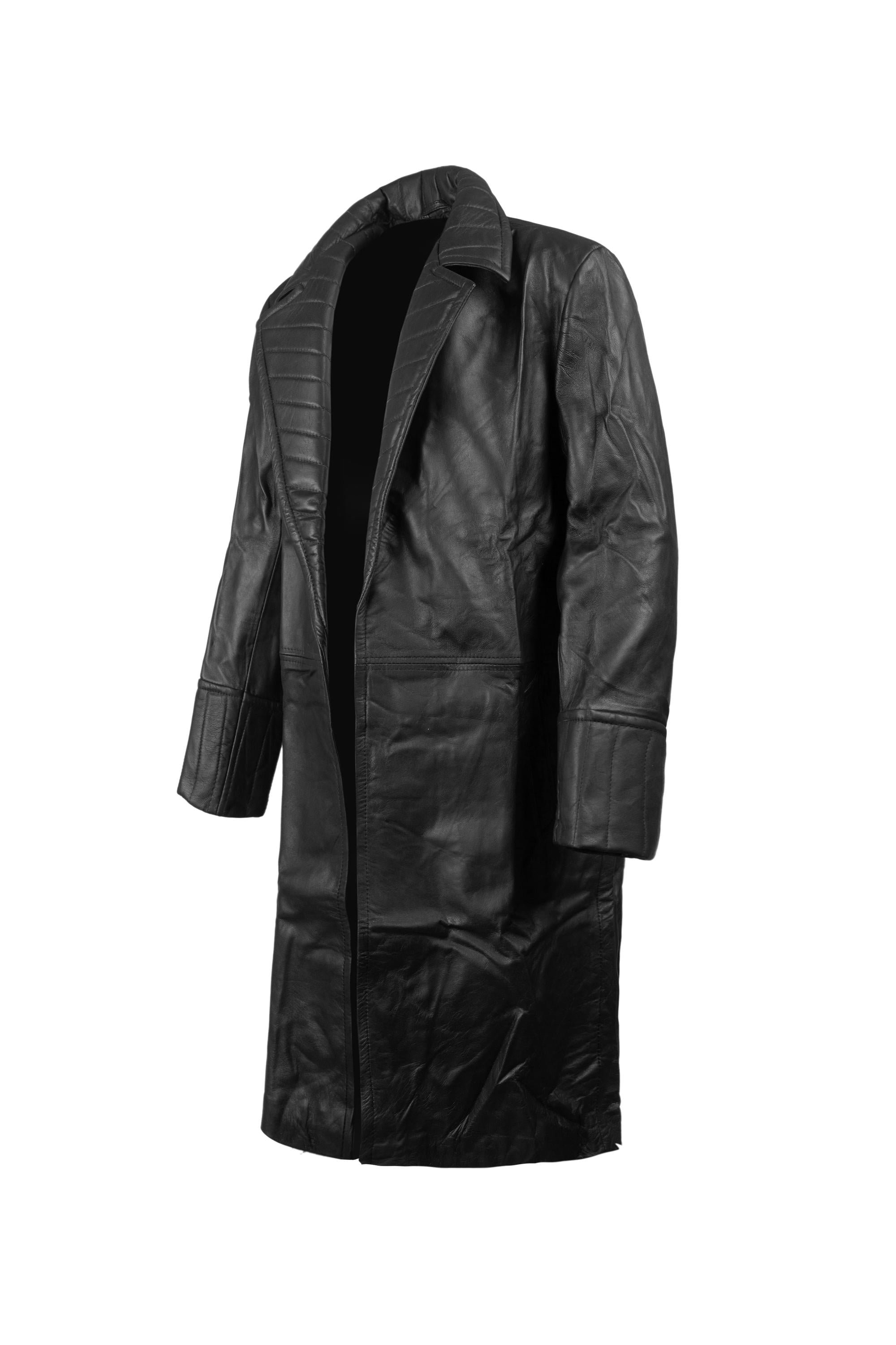 Handcrafted Black Leather Trench Overcoat: X-97 Cosplay Costume