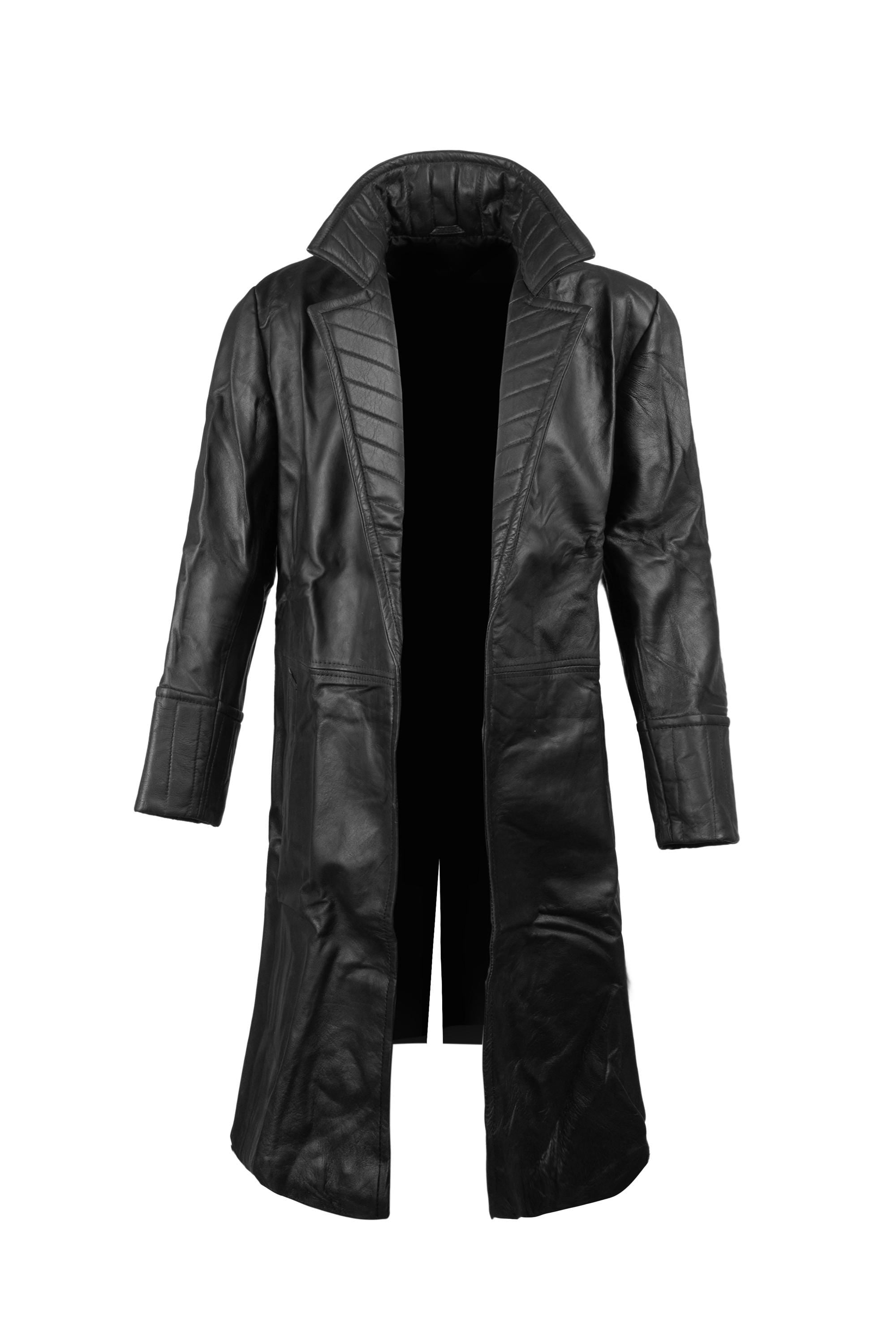 Handcrafted Black Leather Trench Overcoat: X-97 Cosplay Costume