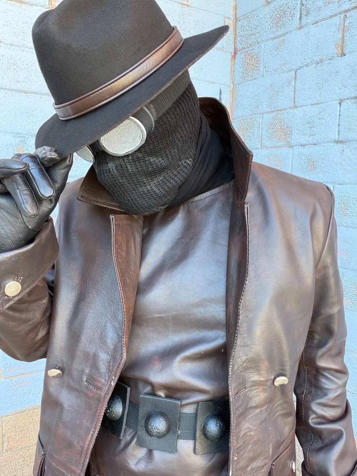 Brown Leather Trench Coat Vigilante Costume – Detective Noir Cosplay Set