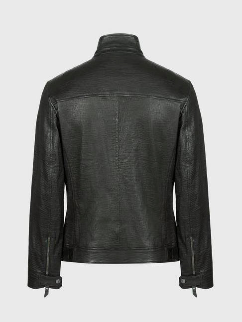 Handmade Textured Stretch Racer Leather Jacket