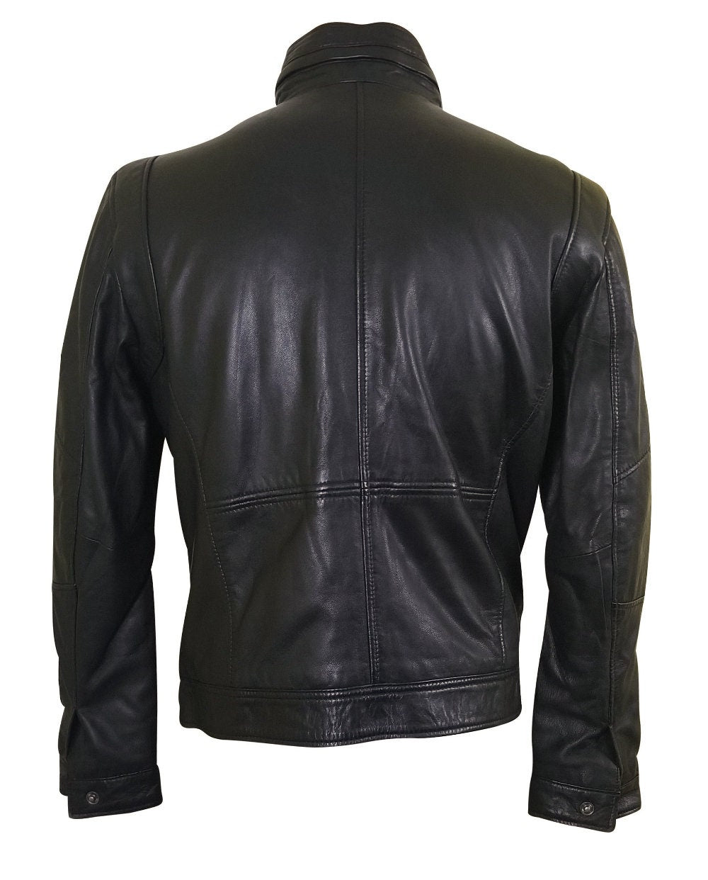 Handmade  Benson Zip Up Leather Jacket With Flap Pockets