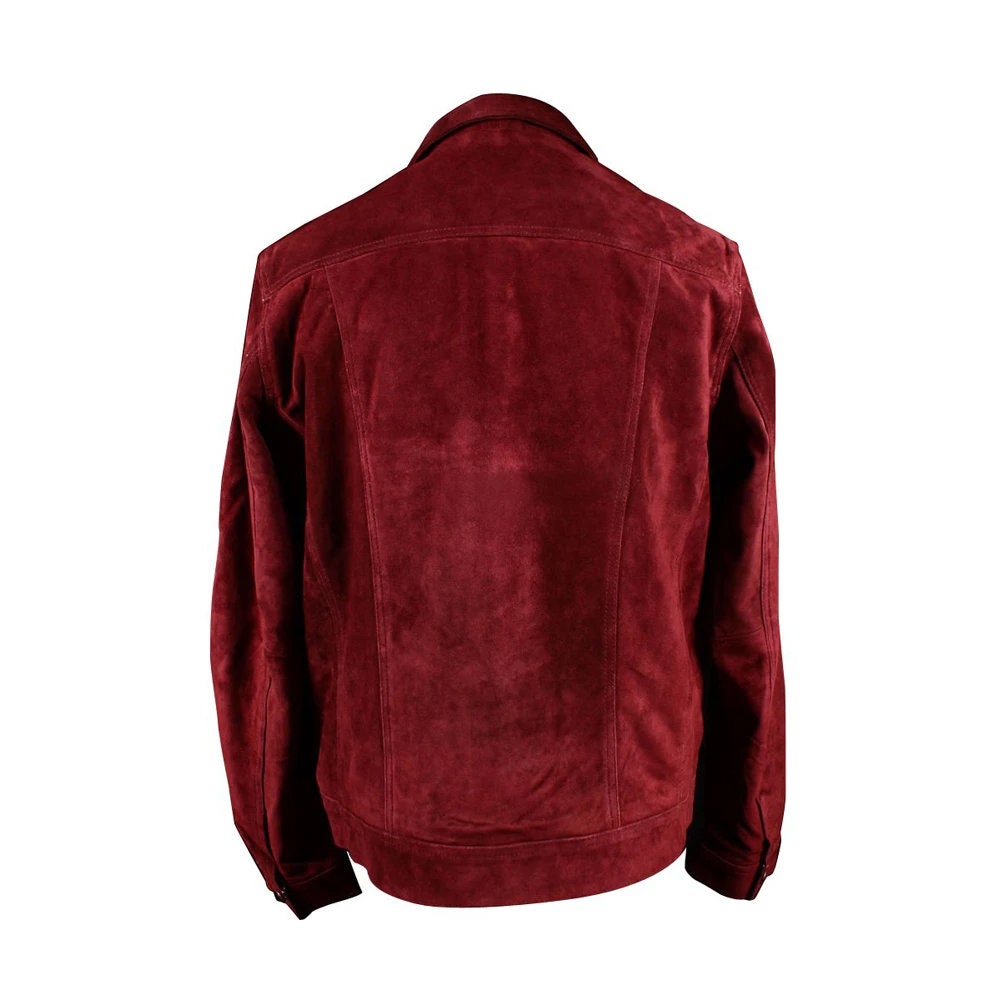 Handmade Weston's Maroon Suede Leather Shirt