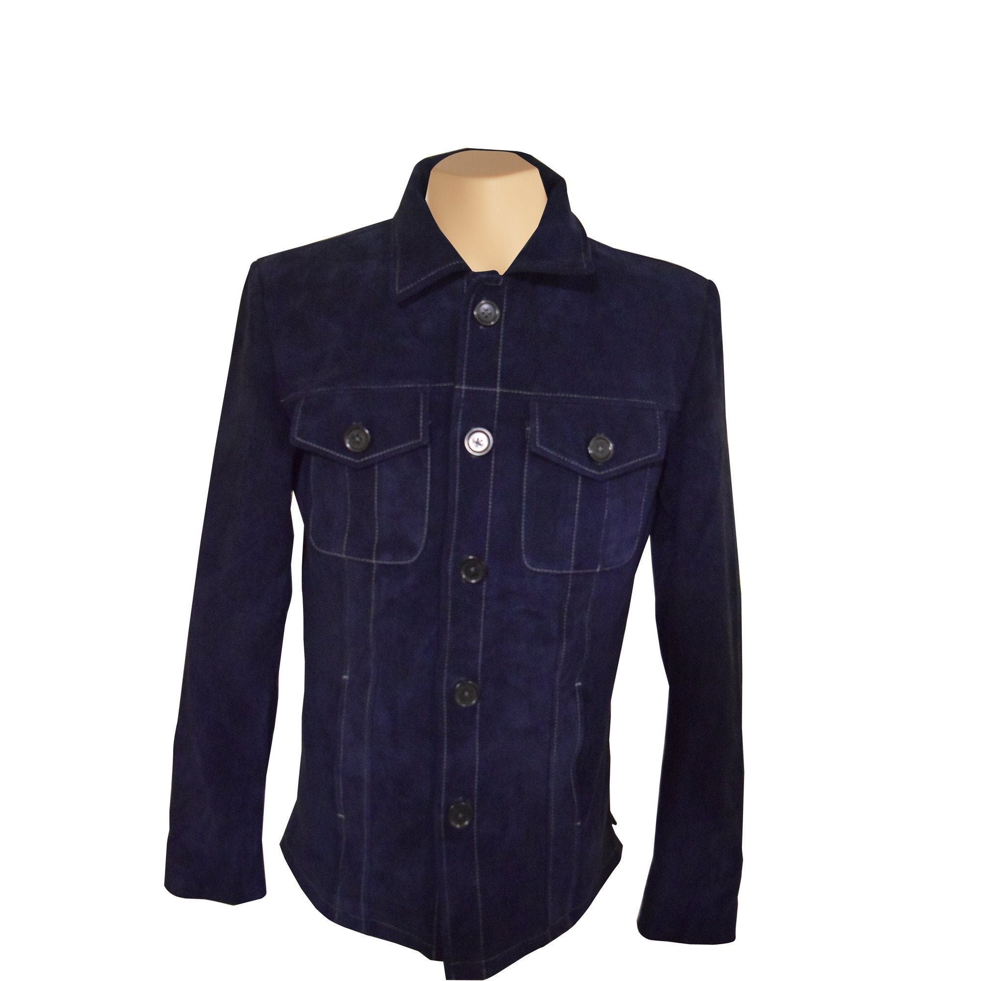 Handmade  Neive's Blue Suede Shirt